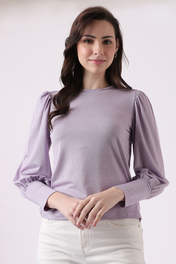 Lilac Self Design Straight Top, Lilac, image 2